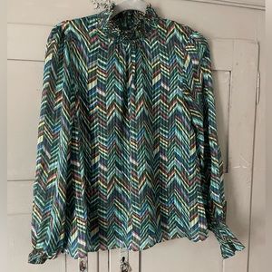 Sezane silk, flowy colorful blouse